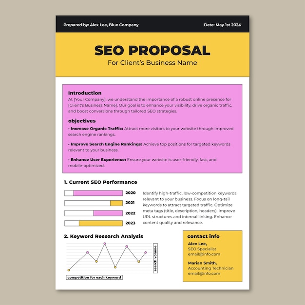 One page  proposal template design