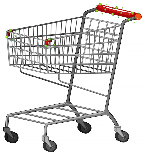 Free Vector one shopping cart full of coronavirus cells