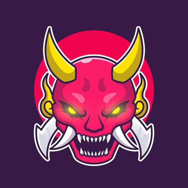 Free vector oni mask demon cartoon character. art object isolated.