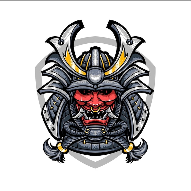 Oni mask samurai vector logo