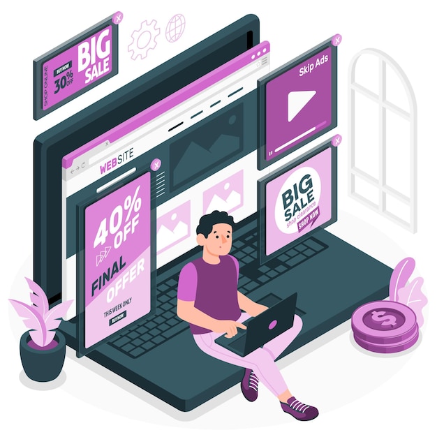 Online ads concept illustration