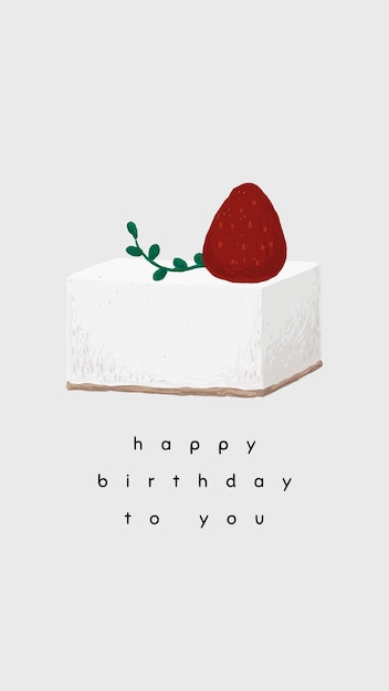 Free Vector online birthday greeting template with cute cake and wishing text