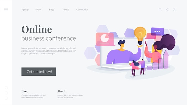 Free Vector online business conference landing page template