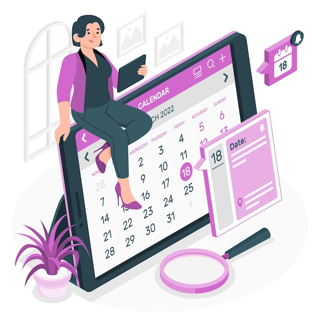 Free Vector online calendar concept illustration