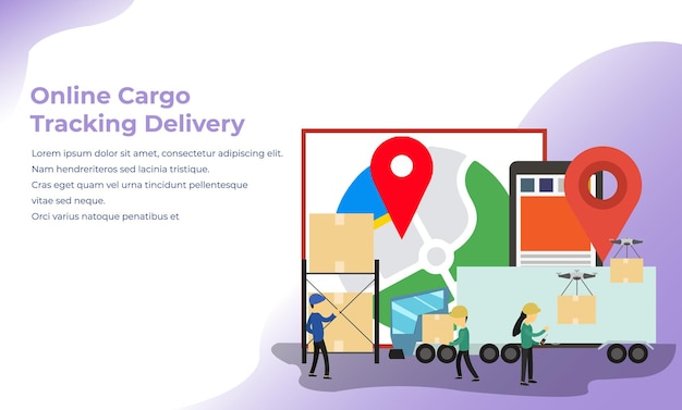 Online Cargo Tracking Delivery Application Tiny People Character Concept Vector Illustration