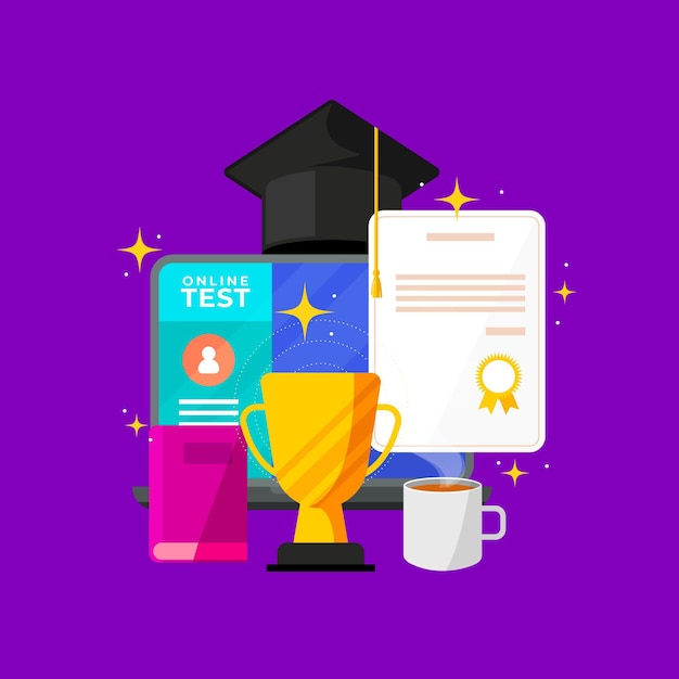 Free Vector online certification concept with diploma