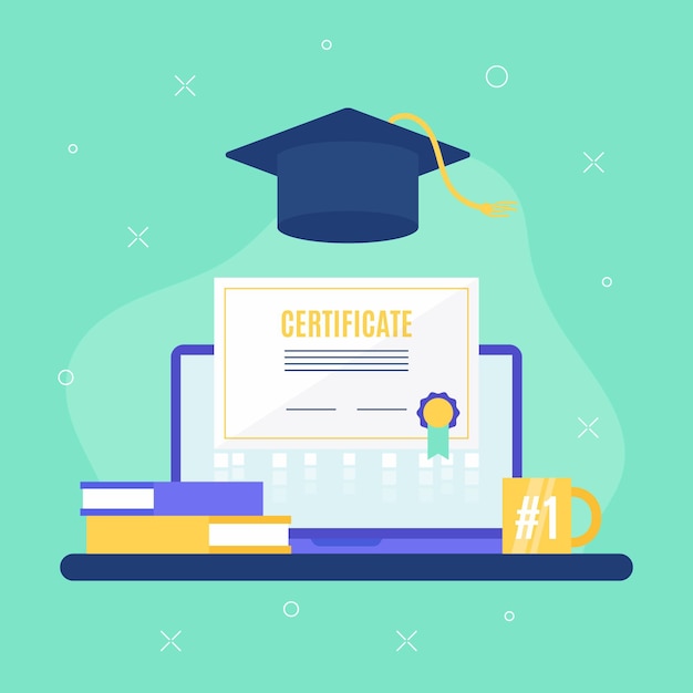 Free Vector online certification concept