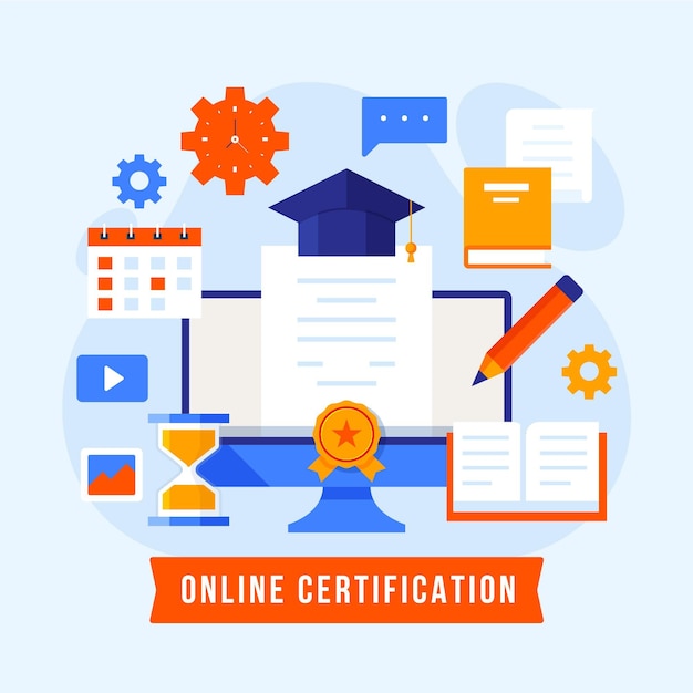 Free Vector online certification concept