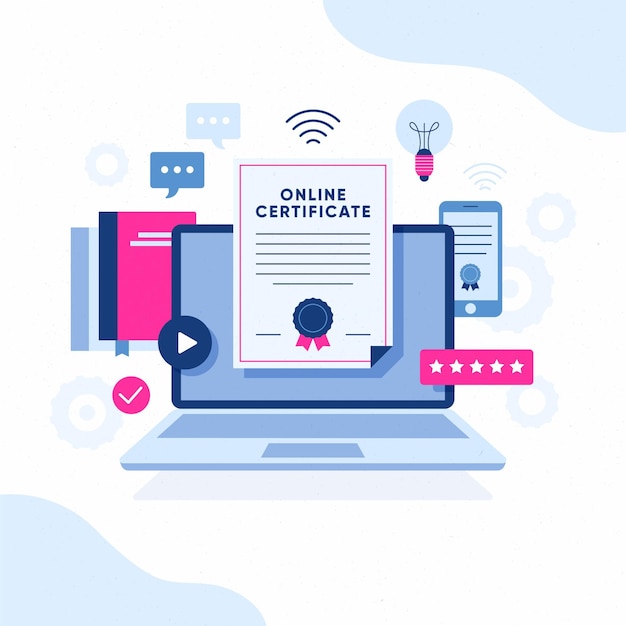 Free Vector online certification concept