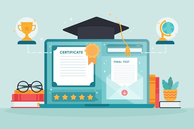 Free Vector online certification illustration concept