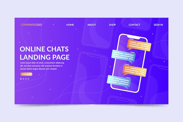 Online chats landing page with messages