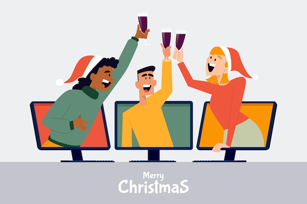 Free vector online christmas celebration