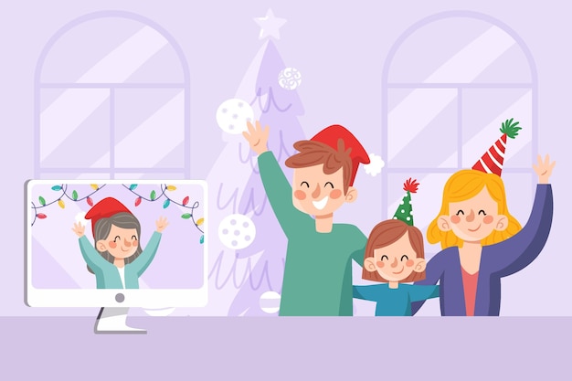 Free Vector online christmas celebration