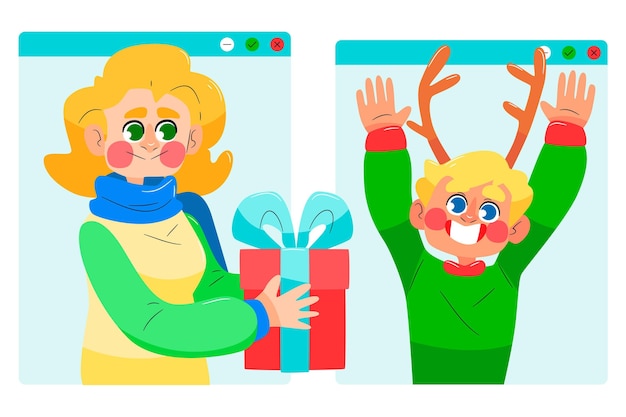 Free Vector online christmas celebration