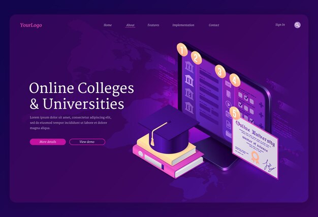 Online colleges and universities landing page