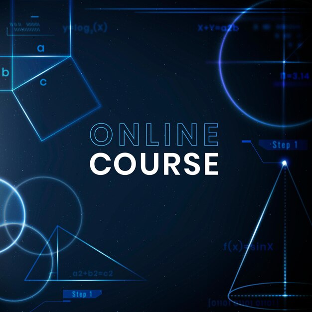 Online course education template vector technology social media post