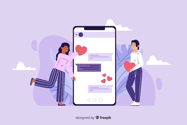 Online dating app concept flat design