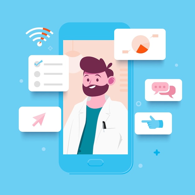 Free Vector online doctor concept in flat design