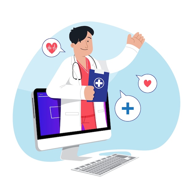 Free Vector online doctor concept