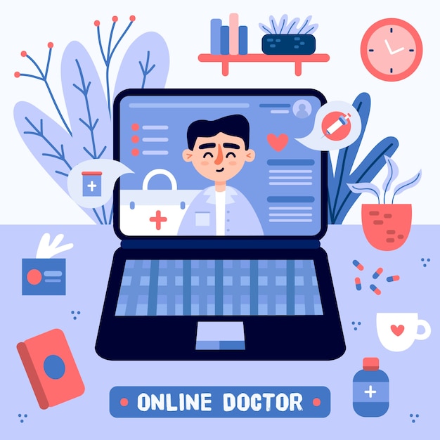 Free Vector online doctor concept