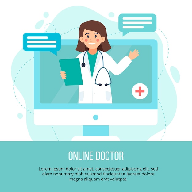 Free Vector online doctor concept