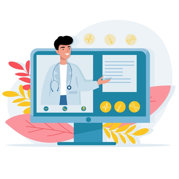 Free Vector online doctor concept