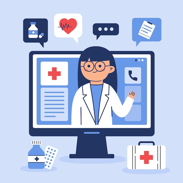 Free Vector online doctor concept