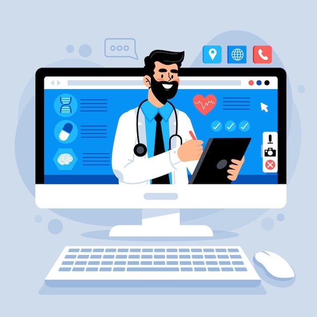 Free Vector online doctor concept