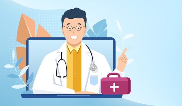 Online doctor consultation illustration