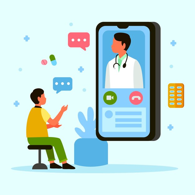 Online doctor talking to patient