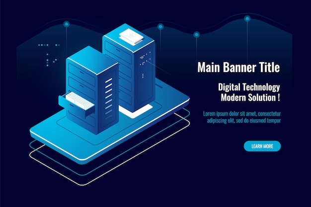 Free Vector online document management isometric icon, mobile application, cloud file access, hosting provider 