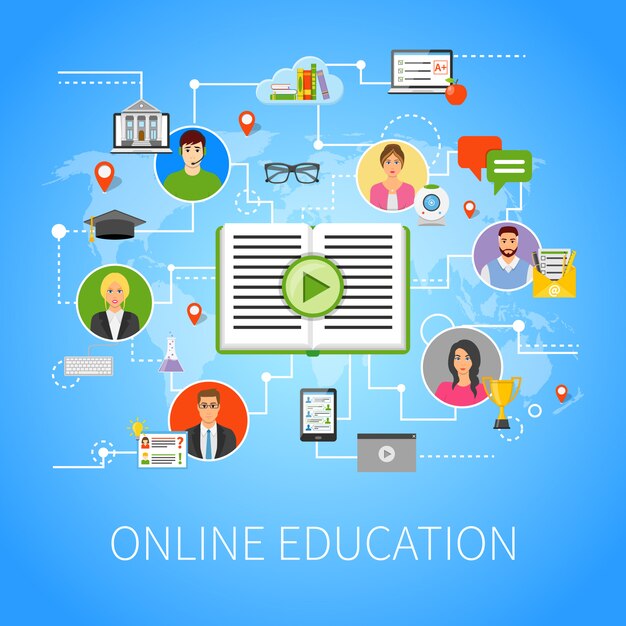 Online Education Flat Infographic Webpage Composition 