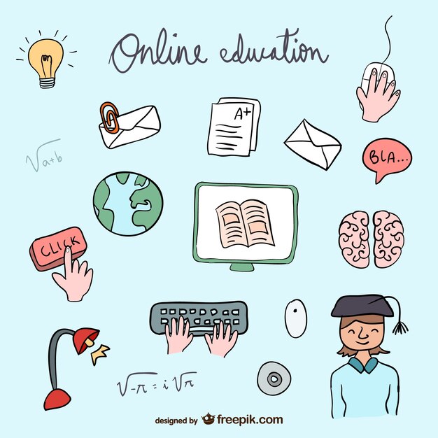 Online education icons collection