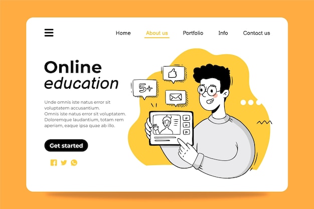 Online education landing page design template