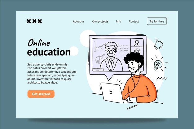 Online education landing page design