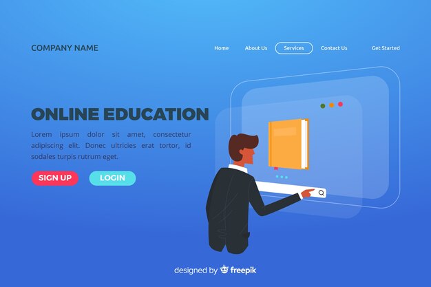 Online education landing page template