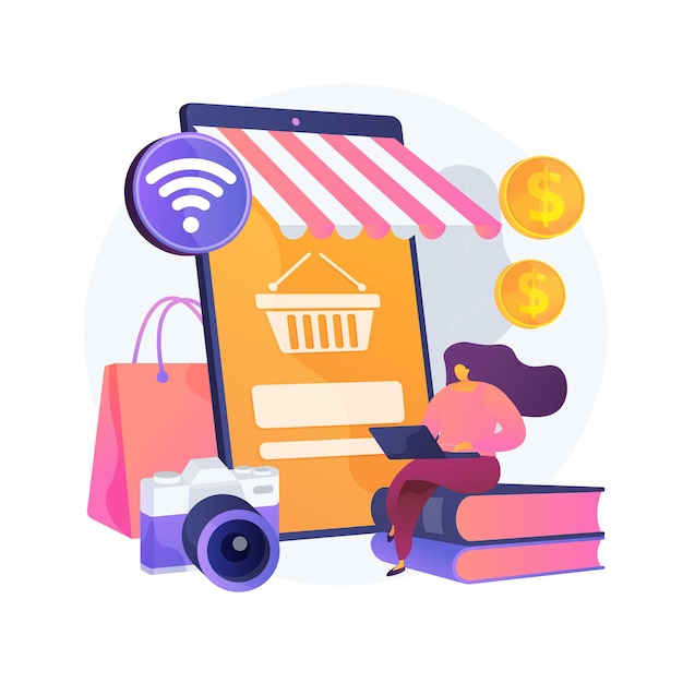 Online flea market abstract concept illustration