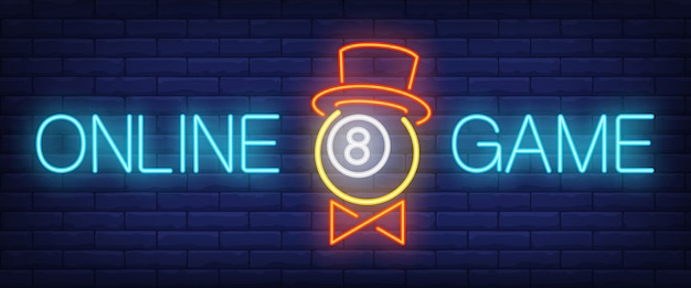 Free Vector online game neon text with ball in hat