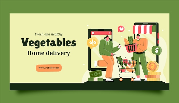 Free vector online grocery store banner design