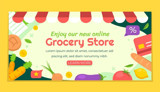 Online grocery store horizontal banner