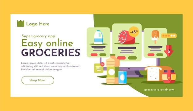 Online grocery store horizontal banner