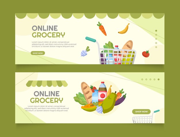 Online grocery store horizontal banner