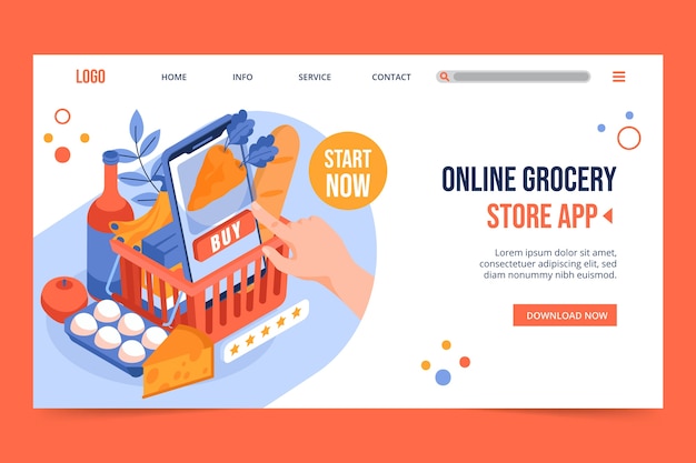 Online grocery store landing page design