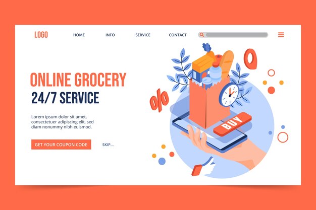 Online grocery store landing page design