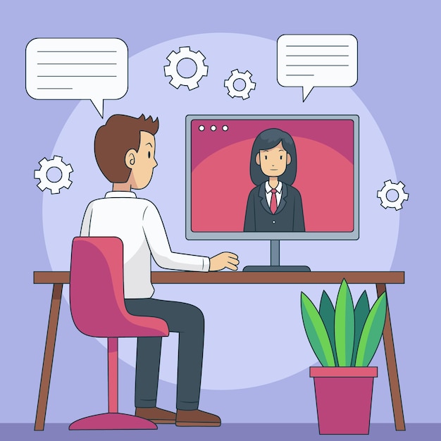 Online job interview concept