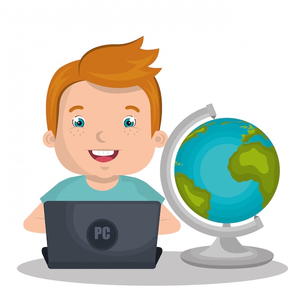 Free Vector online kids  