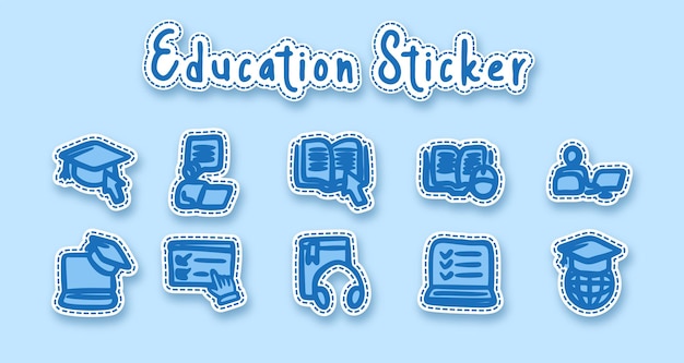 Free Vector online learning doodle art sticker