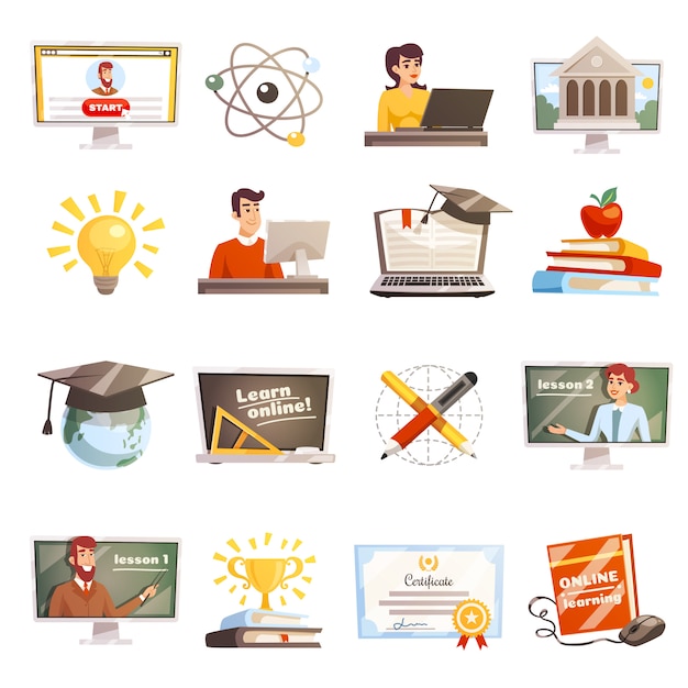 Online Learning Icons Set 