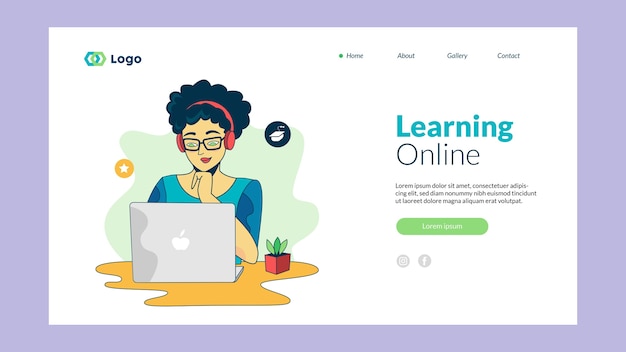 Online learning landing page design