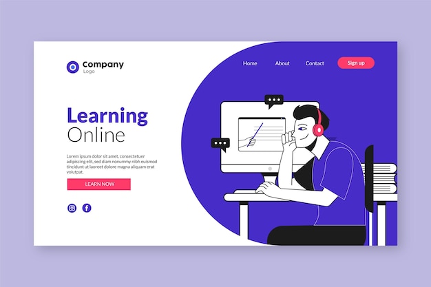 Online learning landing page design